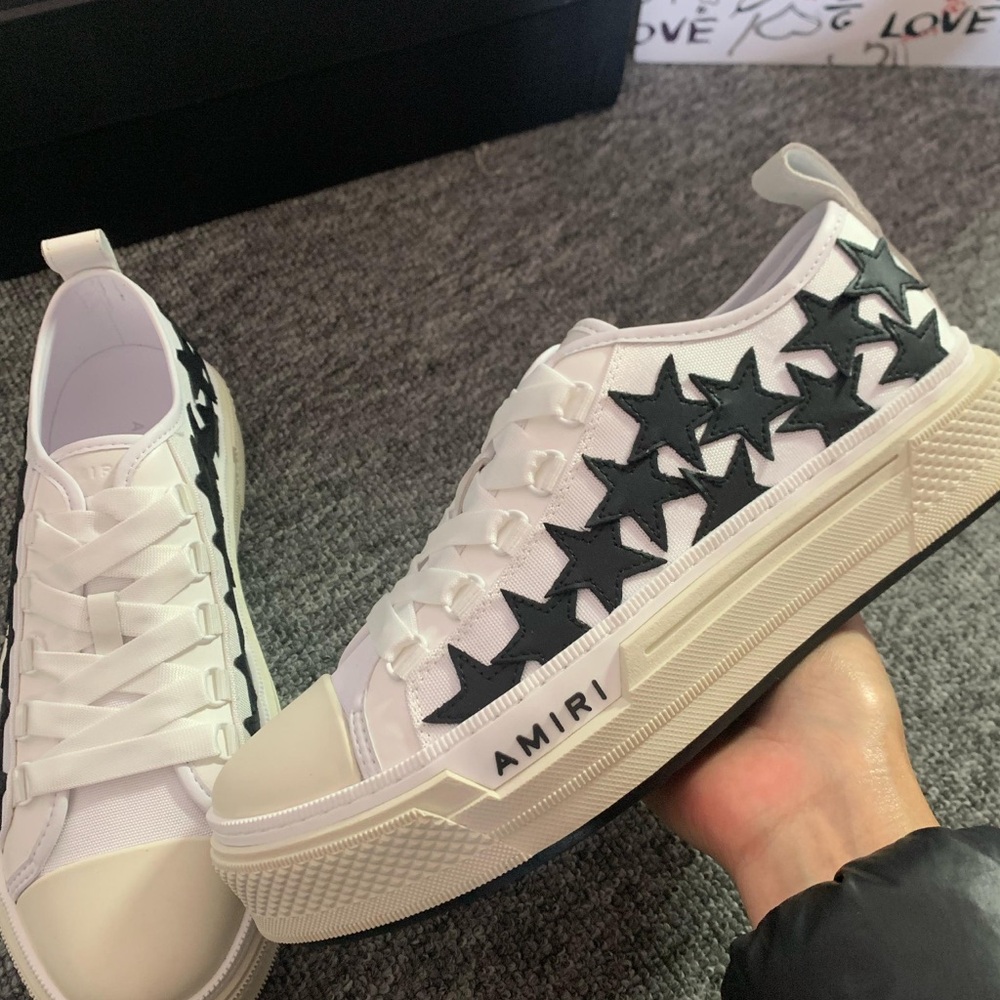 Amiri Women's White and Black Star Sneakers